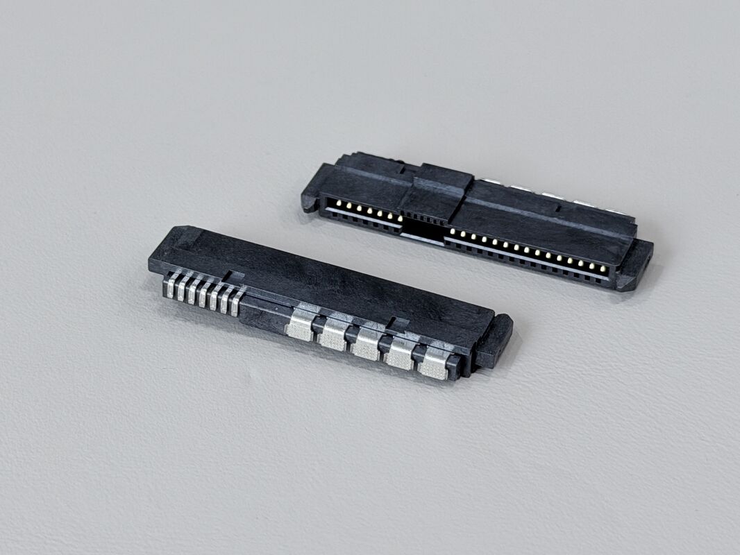 SAS 29P Right-Angle Solder wire Female Cable Connector with Positioning Peg, 15U