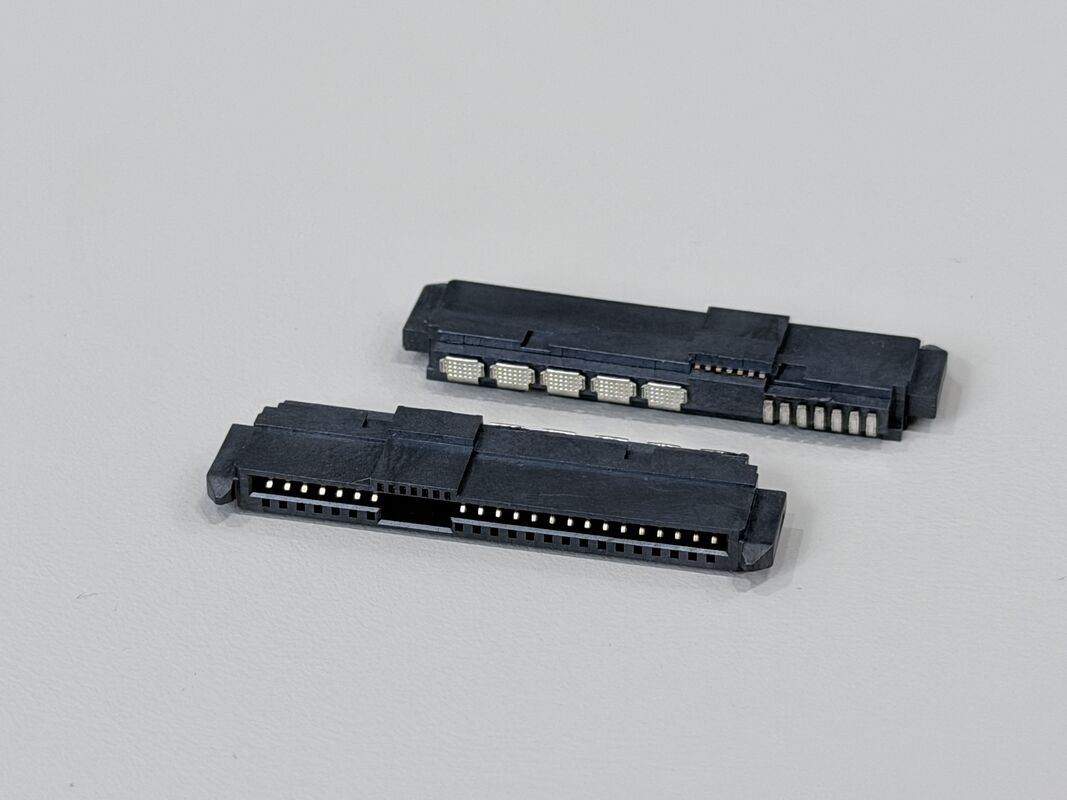 SAS 29P Right-Angle Solder wire Female Cable Connector with Positioning Peg, 15U