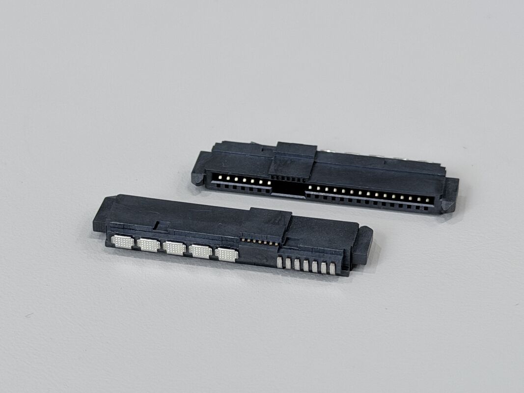 SAS 29P Right-Angle Solder wire Female Cable Connector with Positioning Peg, 15U