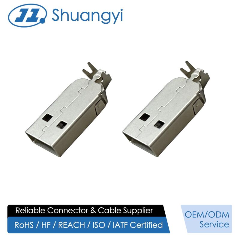 USB 2.0 AM Integrated Metal Shell Connector | Electrical Signal Transmission Wire Connector | Customization for Power & PCB Applications