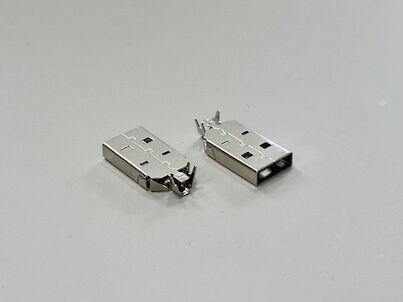 USB 2.0 AM Dual-Piece Connector | Brass Shell, Ni Plated 80u”, Wire Cable Electrical Signal Connector for PCB, Power & Automotive Applications