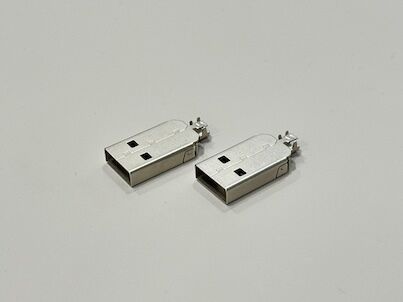 USB 2.0 AM Connector Two-Piece Metal Shell | 24.7mm Length | 2.2mm Cable OD | Electrical Wire Terminal Connector for Data & Power Transmission
