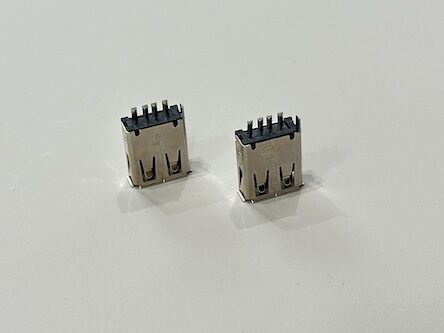 High-Durability USB A Female 180° Wire-Solder Connector | Gold-Flash Terminals | Electrical Signal Transmission Connector