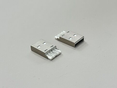 USB 2.0 AM Integrated Wire Solder Connector | Gold-Plated Terminal | White Housing | Electrical Cable Connector