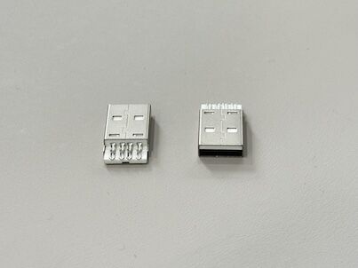 High-Performance USB 2.0 AM Connector | Integrated White Housing | Gold-Flash Contacts | Bright-Nickel Shell | Wire-Solder Type