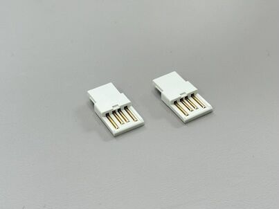 USB 2.0 AM Connector Three-Piece Wire Solder Type Gold-Plated White Shell | Electrical Signal Wire Cable Terminal Connector for PCB/Customization