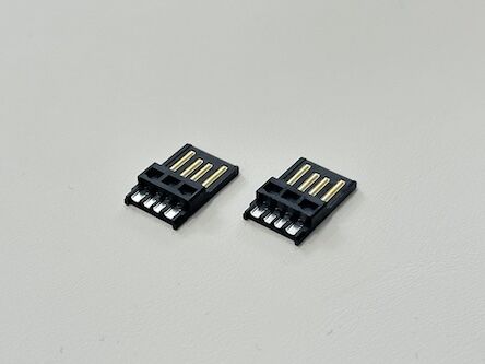 USB 2.0 AM Male Solder Connector with Wide Solder Cup | Black Gold-Plated 15U” Wire Cable Terminal Connector for PCB, Automotive, Electronics & Power Transmission