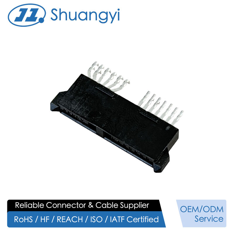 High-Reliability SATA 13Pin 180° Wire Crimp Female Connector 1.27mm Pitch | Electrical Signal & Power Terminal Connector for Server, Automotive & Custom Wire Cable Transmission