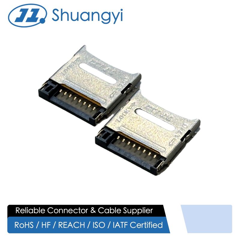 High-Reliability 1.8H TF Card Socket Connector with Mylar | Low-Profile PCB Mount Micro SD Holder | Gold-Plated Terminals & Secure Lock Structure