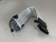 ARGB 24Pin ATX Power Cable Connector Extension – White Sleeved Modular PSU / Motherboard Cable