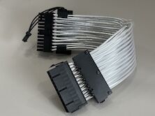 ARGB 24Pin ATX Power Cable Connector Extension – White Sleeved Modular PSU / Motherboard Cable