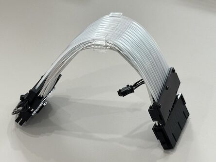 ARGB 24Pin ATX Power Cable Connector Extension – White Sleeved Modular PSU / Motherboard Cable