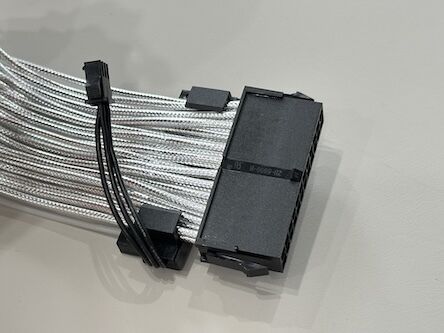 ARGB 24Pin ATX Power Cable Connector Extension – White Sleeved Modular PSU / Motherboard Cable