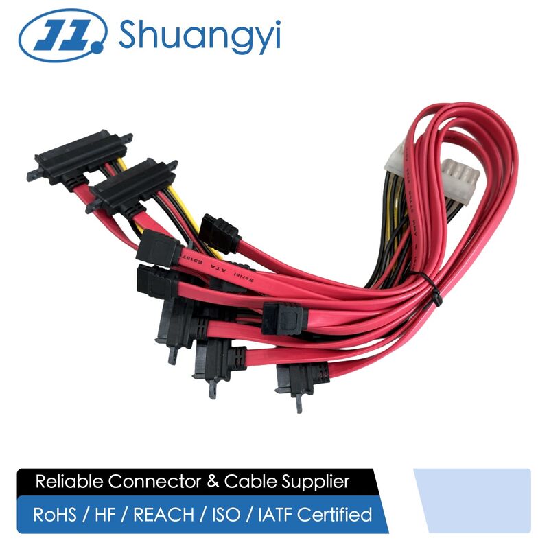 Multi-Port SATA Data & Power Cable Connector Harness – Serial ATA Wire Assembly for Server Storage / HDD Rack