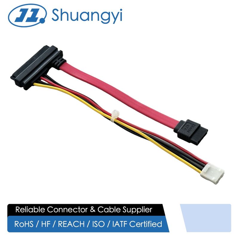 SATA 22Pin Power & Data Cable Connector – 7Pin SATA Male with 4Pin PCB Power Wire Harness for HDD / SSD / Server