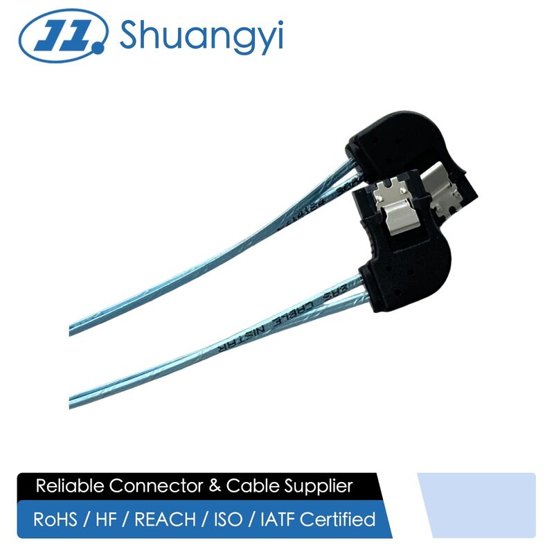 Right Angle SATA 7Pin Data Cable Connector – Shielded Serial ATA Wire for HDD / SSD / Server Transmission