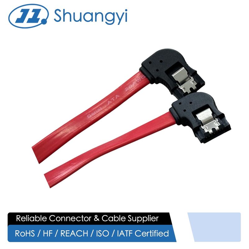 Right Angle SATA 7Pin Data Cable Connector – Red Flat Wire for HDD / SSD / Server Signal Transmission