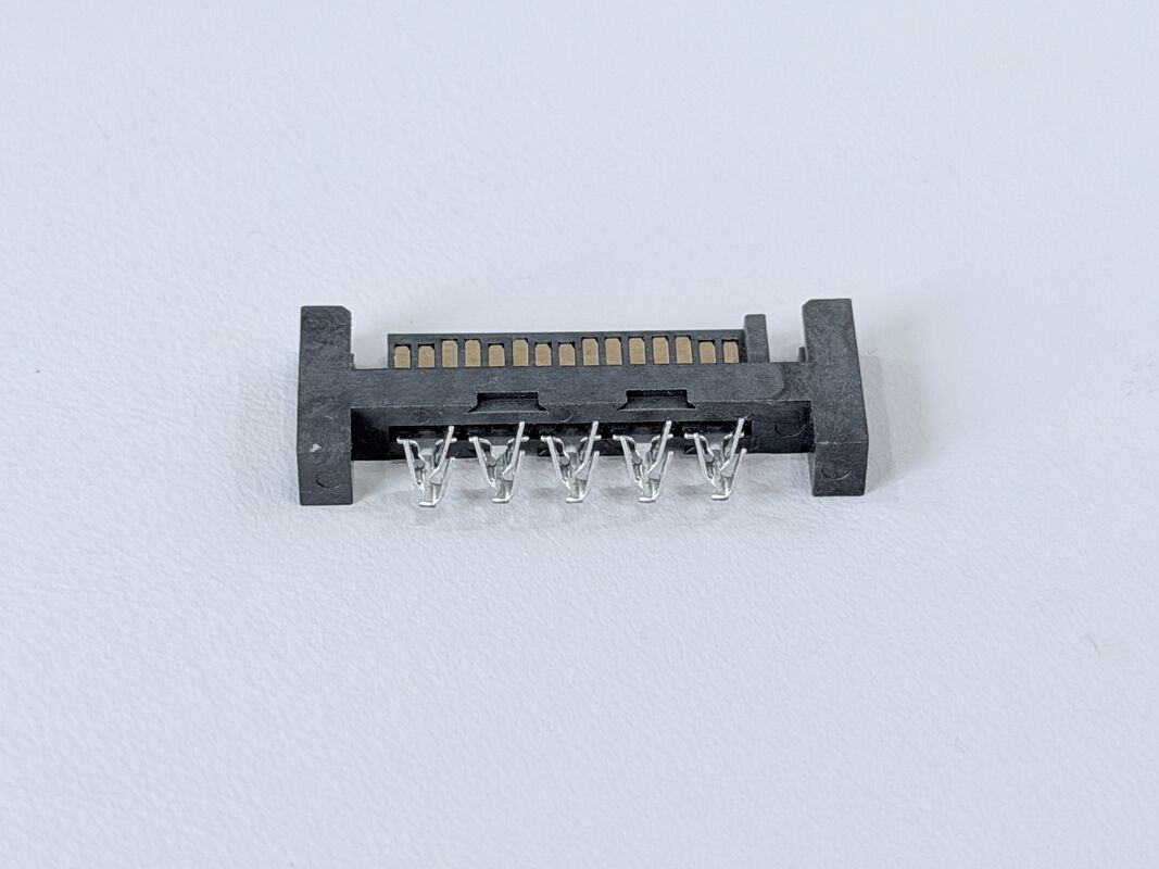 SATA 15P Male Connector | Crimp-Type Terminal 15µ” Gold Plated | Electrical Electronic Signal PCB Wire Cable Connector for Server, Automotive, Power Transmission