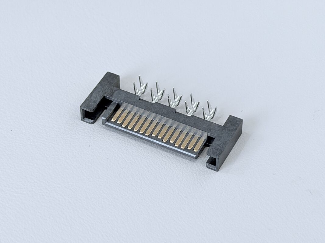 SATA 15P Male Connector | Crimp-Type Terminal 15µ” Gold Plated | Electrical Electronic Signal PCB Wire Cable Connector for Server, Automotive, Power Transmission