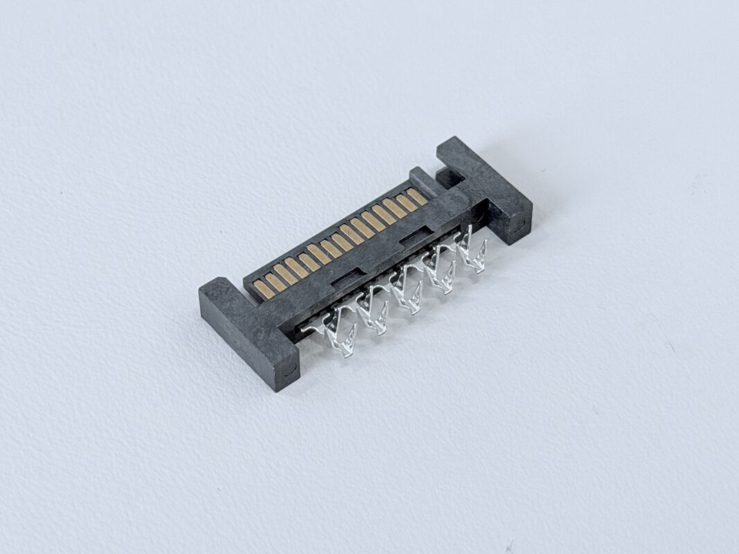 SATA 15P Male Connector | Crimp-Type Terminal 15µ” Gold Plated | Electrical Electronic Signal PCB Wire Cable Connector for Server, Automotive, Power Transmission