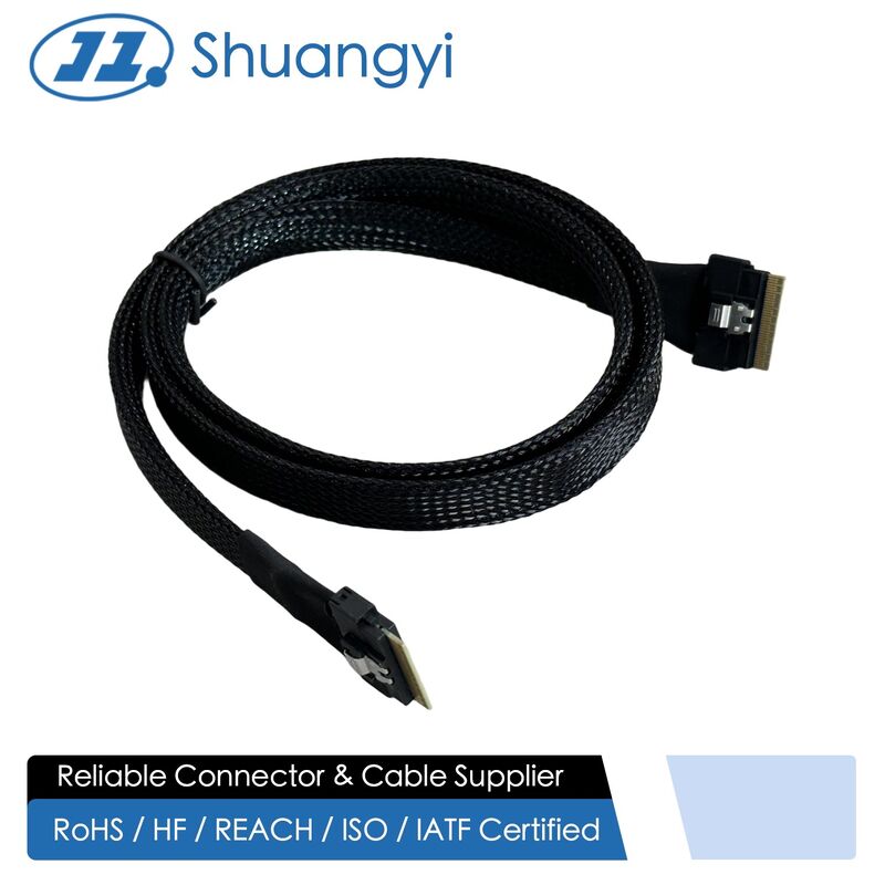 SFF-8654 8i to SFF-8654 8i High-Speed Mini SAS HD Connector Cable, 1.0 m 32AWG 85 Ω Braided Assembly