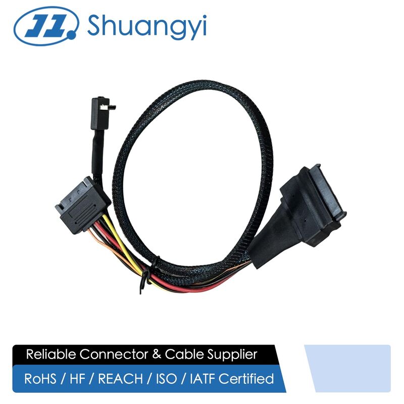 SFF-8654 8i to SFF-8654 8i High-Speed Mini SAS HD Connector Cable, 1.0 m 32AWG 85 Ω Braided Assembly