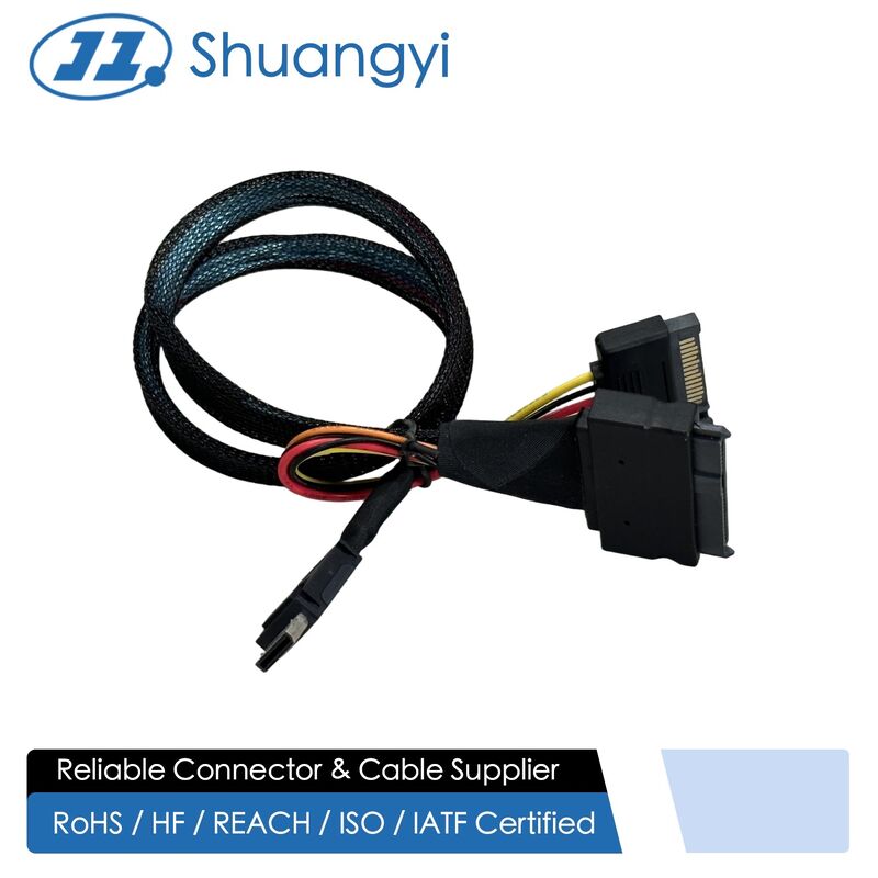 SFF-8654 8i to SFF-8654 8i High-Speed Mini SAS HD Connector Cable, 1.0 m 32AWG 85 Ω Braided Assembly