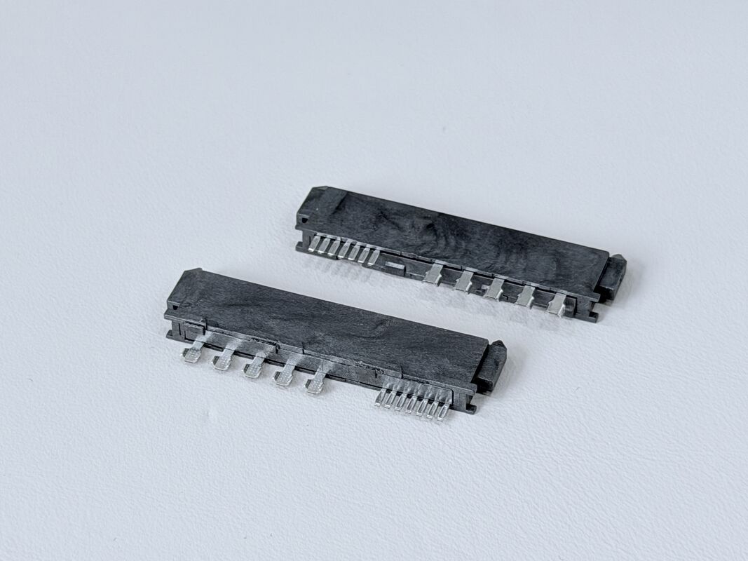 SATA 22P Female Connector | 32-Wire Solder Type 180° G/F Gold Plated | Electrical PCB Signal Terminal Connector for Server, Automotive, Wire Cable Applications