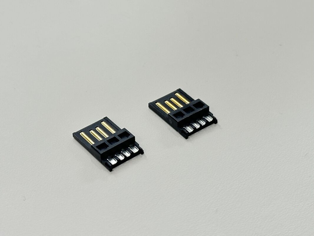 High-Precision USB 2.0 AM Connector Wire-Solder Type with Wide Solder Cup, Black Gold-Plated Terminal Connector