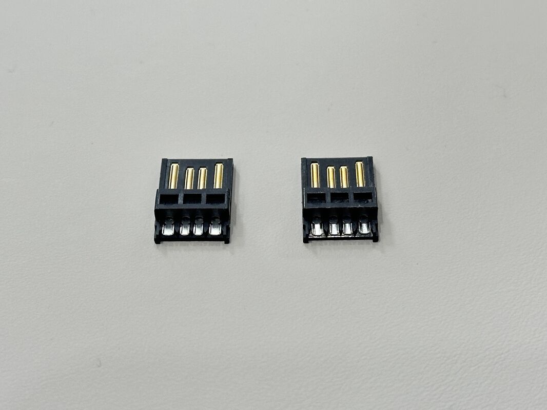High-Precision USB 2.0 AM Connector Wire-Solder Type with Wide Solder Cup, Black Gold-Plated Terminal Connector