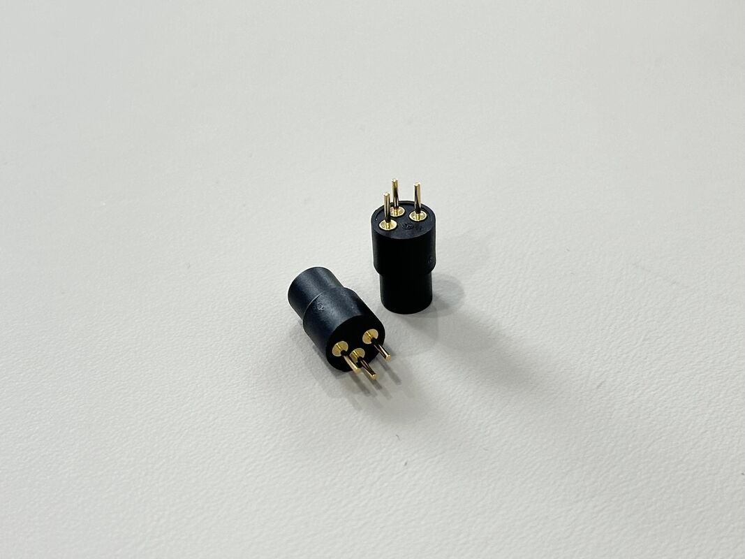 3 Pin Round Male Power Connector, Gold-Plated PCB Solder Terminals Connector