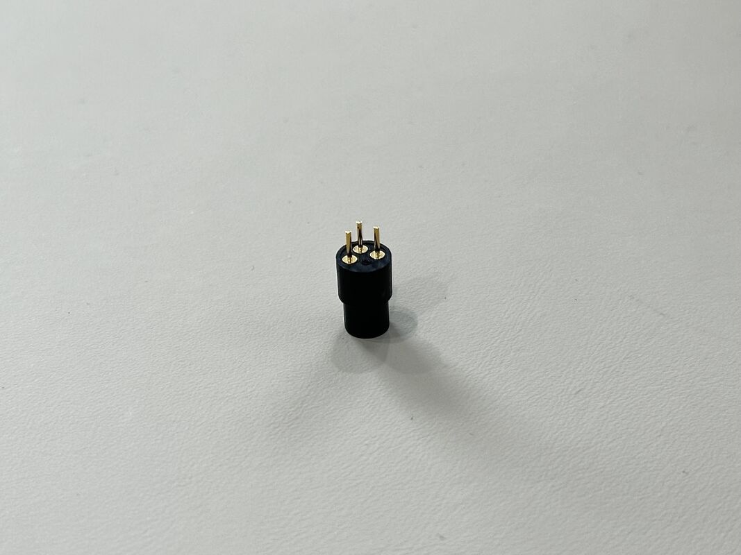 3 Pin Round Male Power Connector, Gold-Plated PCB Solder Terminals Connector