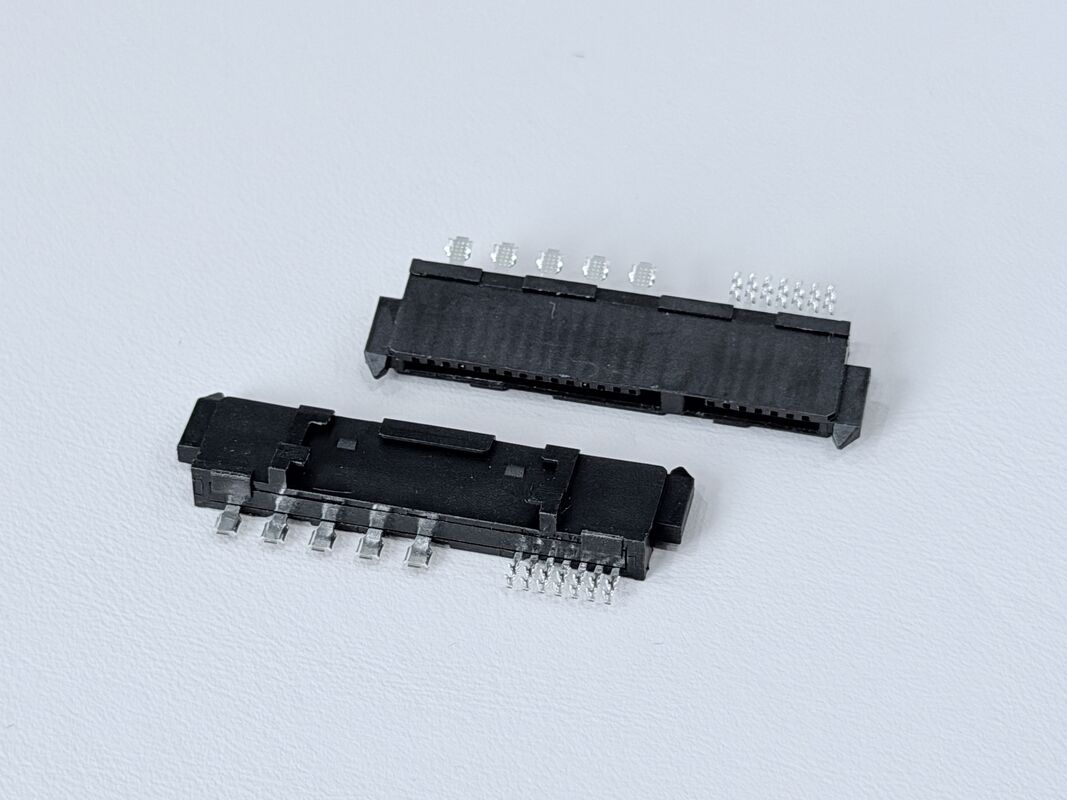 SATA 22-Pin Female Connector Series, 15P Reverse-Cup Type, 180° SMT, Gold-Plated G/F, Electronic Signal & Power Transmission Connector for Server, Automotive & PCB Applications