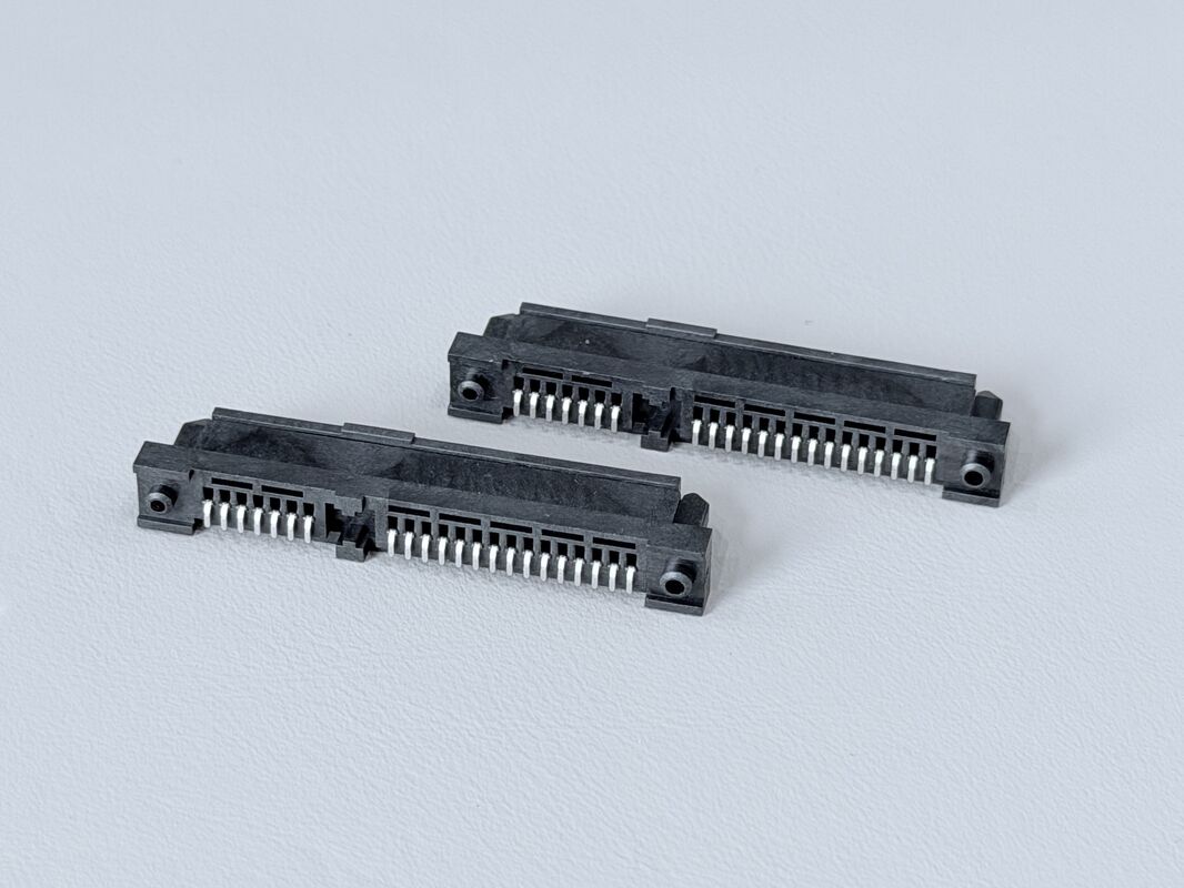 SATA 22-Pin Female SMT Connector with Pillar | 1.27mm Pitch Gold-Plated Terminal | PCB Electronic Signal Power Transmission Connector