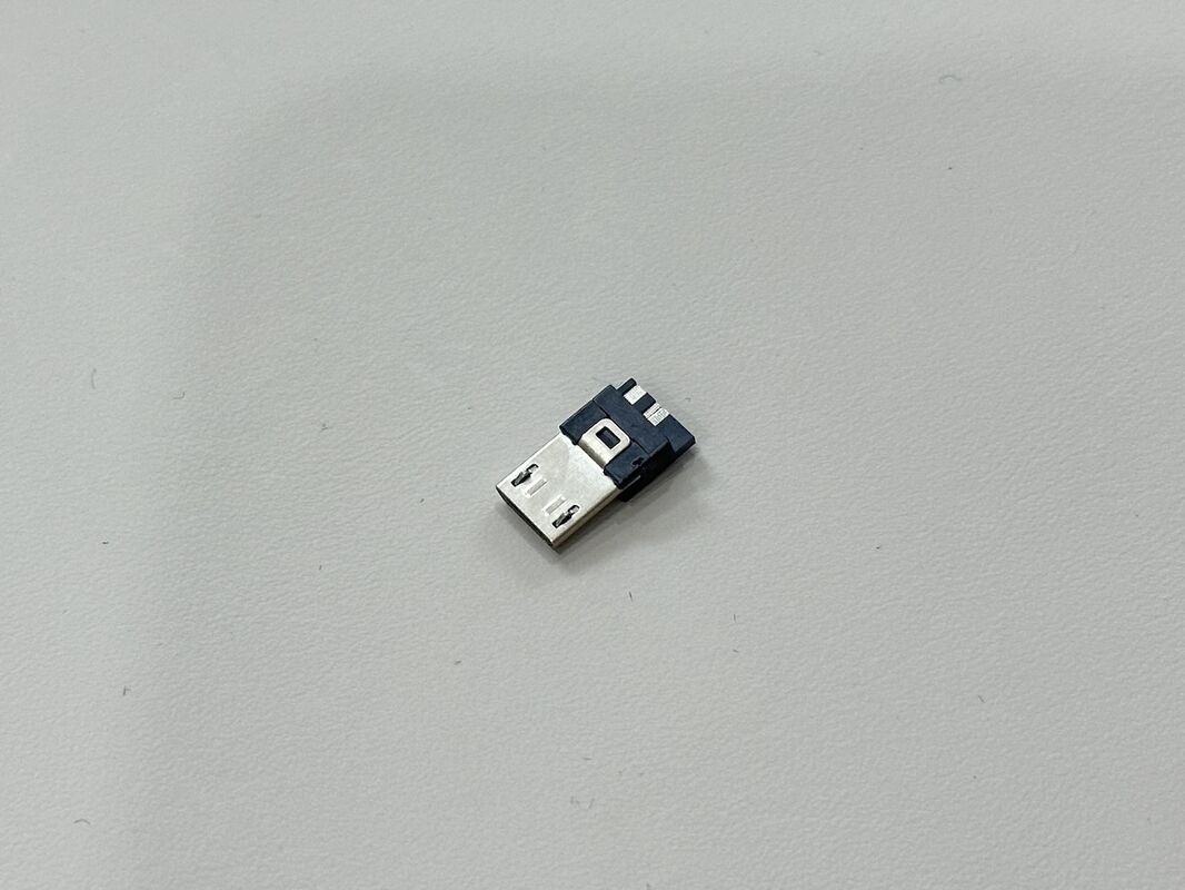 USB Micro-B Wire Terminal Connector | 5F/3R Black Cable End | Gold-Plated G/F | Electronic Signal Wire-to-Cable Connector