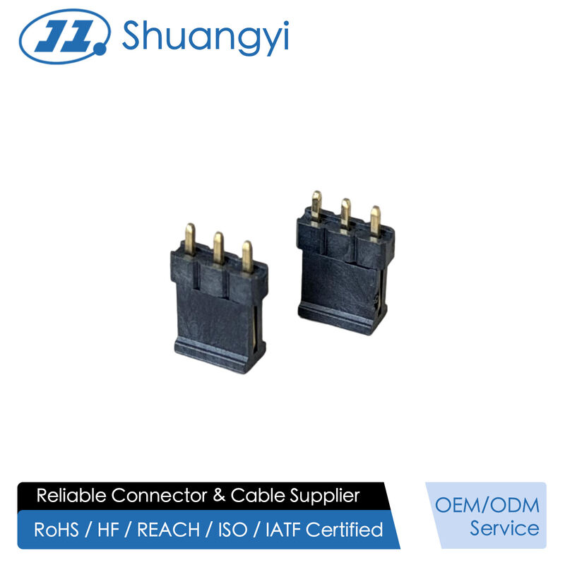 6.0H 2.00mm Pitch 1×3 Pin Header Connector, Single-Row Straight Type, Gold-Flash G/F, Brass Terminals, 1.9mm Housing Height, PCB Electronic Signal Connector