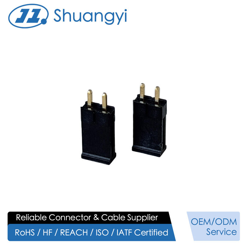 2.54mm Pitch 1×2 Single-Row Pin Header Connector, Through-Hole PCB Electronic Connector, Gold-Plated Terminals for Signal & Power Transmission