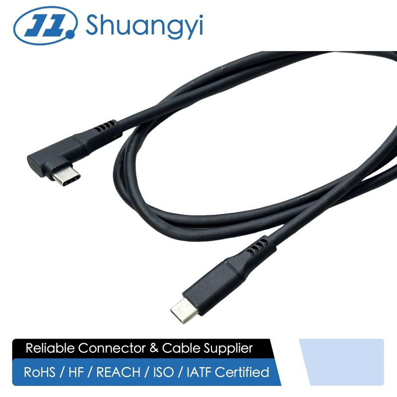 USB Type-C to Type-C Right Angle Connector Cable, 60W PD Fast Charging & Data Transmission Wire for Mobile, Laptop and Tablet