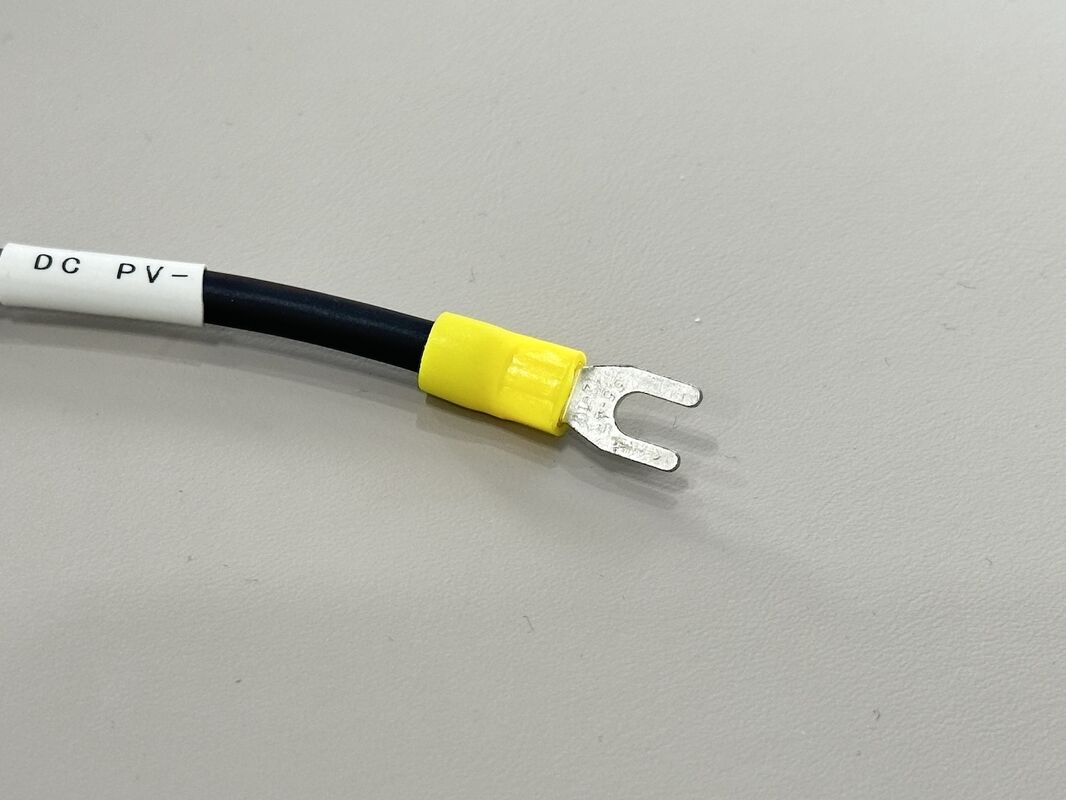 Ring to fork terminal power connector cable, DC PV negative grounding wire harness for battery, inverter, automotive and server electrical distribution, customization for pin size and cable length