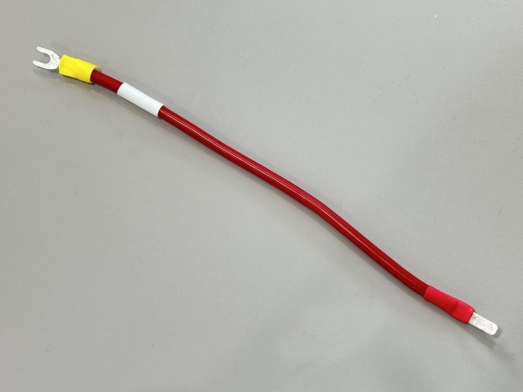 Ring to fork terminal power connector cable, DC PV negative grounding wire harness for battery, inverter, automotive and server electrical distribution, customization for pin size and cable length