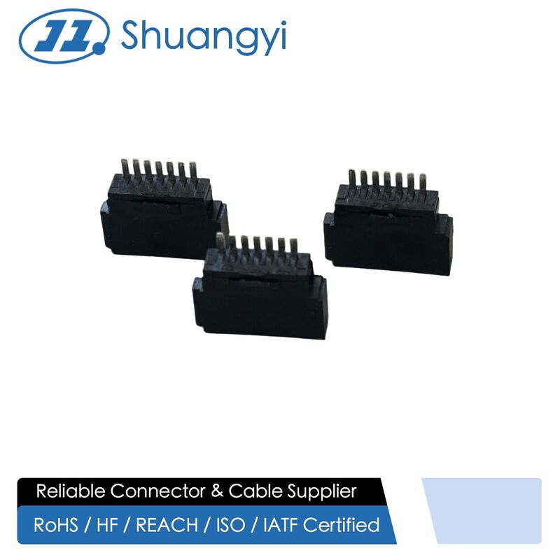 SATA 7P SMT female PCB connector, 1.27mm pitch gold-plated terminals, right-angle board mount, high-speed data signal transmission, customization for server, storage, automotive electronic devices