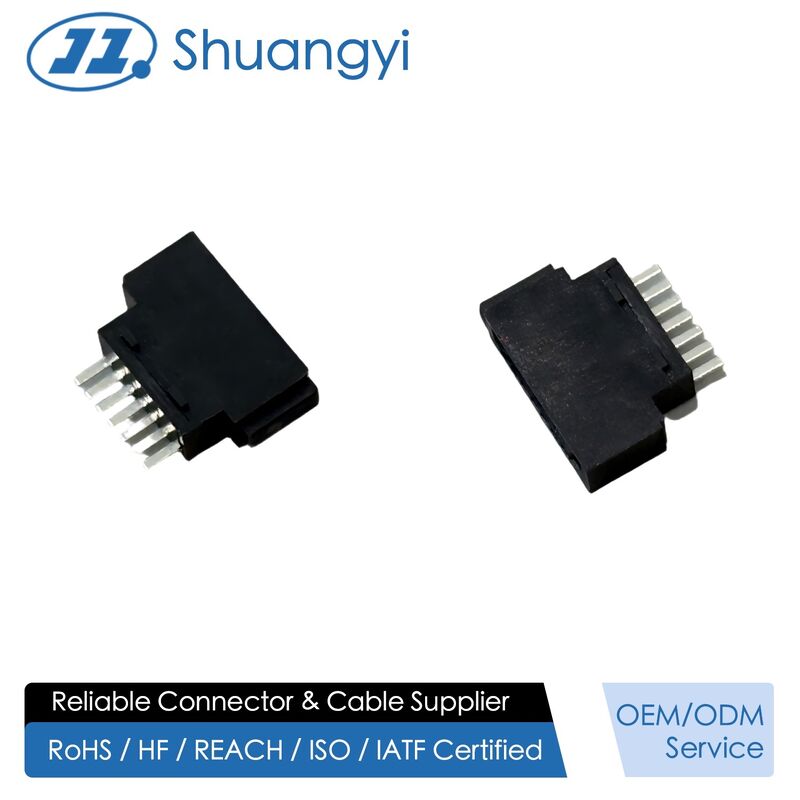 7 Pin 1.27mm PCB Female Socket Connector, Right Angle SMT Board Interface for High Speed Signal Transmission, Custom Wire Harness, Automotive and Industrial Electronic Power Systems
