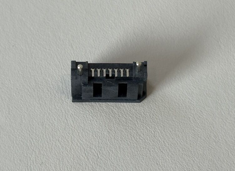 High-reliability SATA 7-pin PCB connector, 1.27 mm pitch power/signal connector for HDD/SSD storage, industrial control, server boards, OEM custom wire harness and cable assemblies