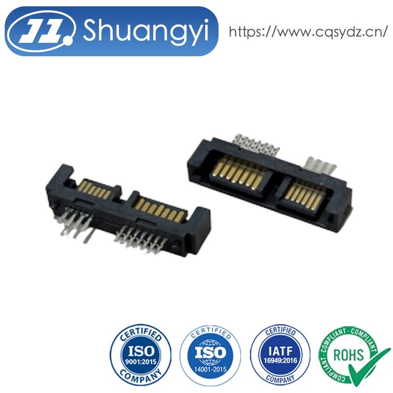 Male SATA PCB connector 13pin power signal terminals, electronic wire cable interface, high-speed data transmission connector for server storage, customization for automotive and industrial applicatio