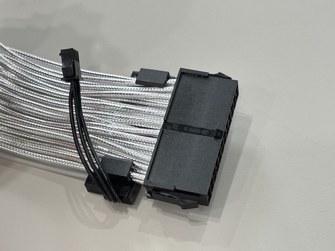 ARGB 24 Pin ATX Power Connector Extension Cable, White Sleeved Wire Harness for Gaming PC PSU Modular Motherboard Power Supply, Customization for Case Mod Builds