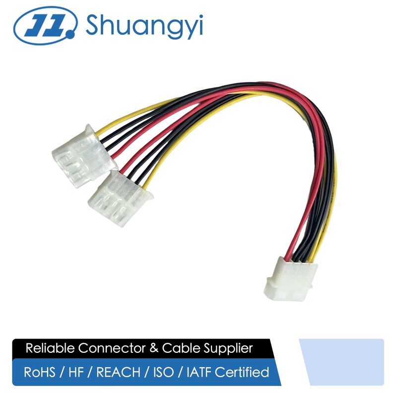 Product Title (≈25 words) 4pin power splitter connector cable, male to dual female wire harness, electrical terminals for PSU, SATA,automotive, internal computer power transmission customization