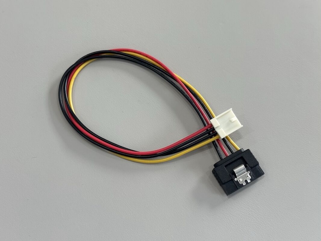 SATA power connector to 3-pin PCB wire cable harness, electrical power transmission terminals for server, HDD, industrial control, customization for automotive and electronic devices