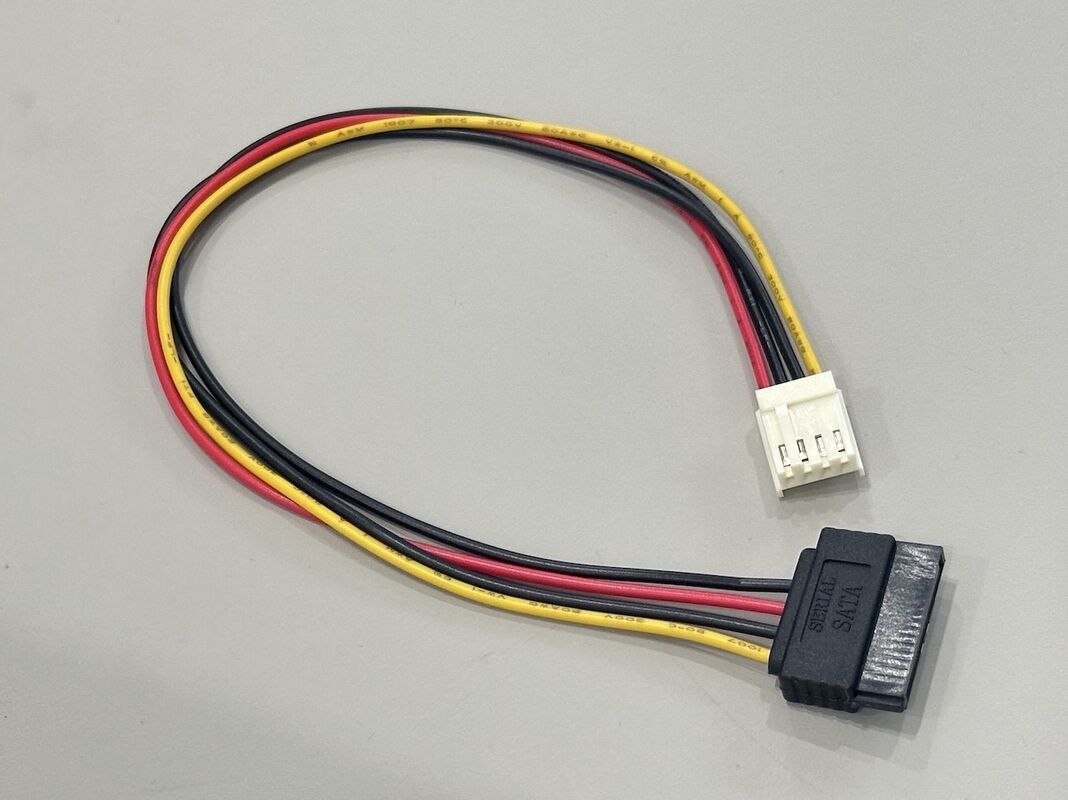 SATA power connector to 3-pin PCB wire cable harness, electrical power transmission terminals for server, HDD, industrial control, customization for automotive and electronic devices