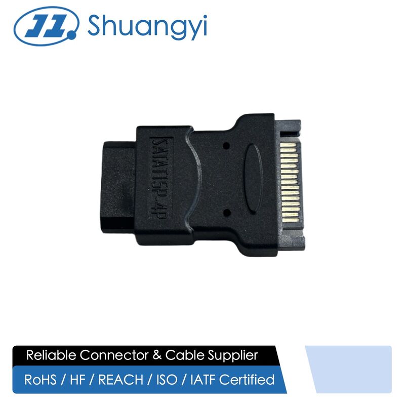SATA power adapter connector, 15 pin female to PCB edge card terminal, electrical signal power transmission for HDD, SSD, server, industrial control customization applications systems