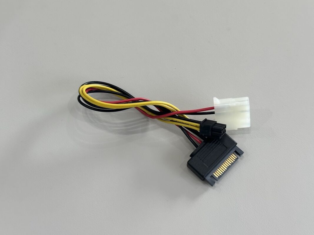 Power connector cable SATA 15 pin to 4-pin Molex and 6-pin PCIe adapter, electrical wire terminals for server PSU, automotive electronic power transmission customization